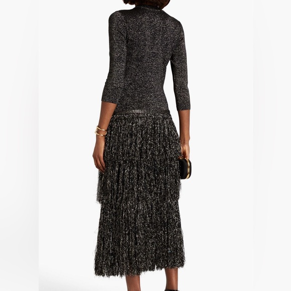 Zimmermann Fringed Metallic Jersey Midi Dress (size A 1) - Picture 2 of 4